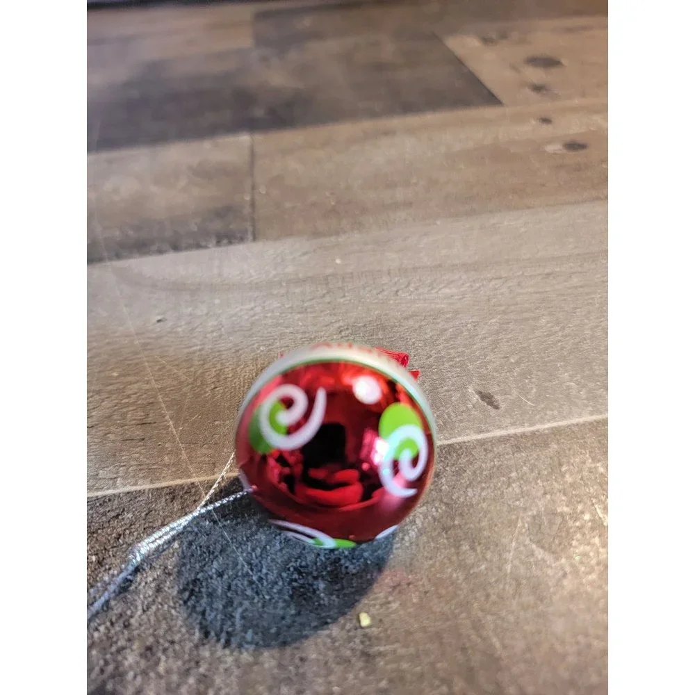 Mini ball glass tree glitter Adam‎ ornament xmas bow red